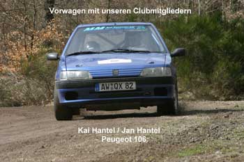 Vorwagen mit den Clubmitgliedern Kai und Jan Hantel im Peugeot 106