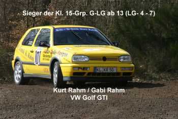 Sieger der Klasse 15-Grp. Kurt und Gabi Rahm im VW Golf GTI