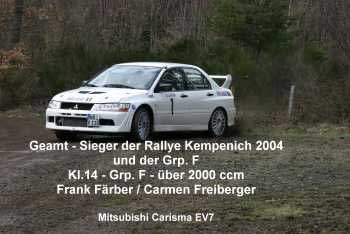 Gesamtsieger Frank F&auml;rber und Carmen Freiberger im Mitsubishi Carisma EV 7