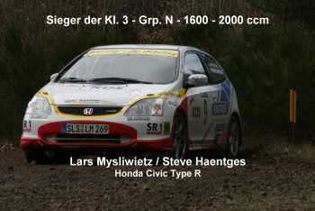 Sieger der Klasse 3 - Grp. N - Lars Mysliwietz und Steve Haentges im Honda Civic Type R