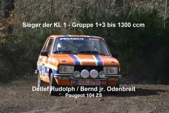Sieger der Kl 1 - Detlef Rudolph und Bernd Odenbreit jr. im Peugeot 104 ZS