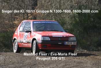 Sieger der Kl. 10/11 - Manfred und Eva-Maria Fleer im Peugeot 205 GTI